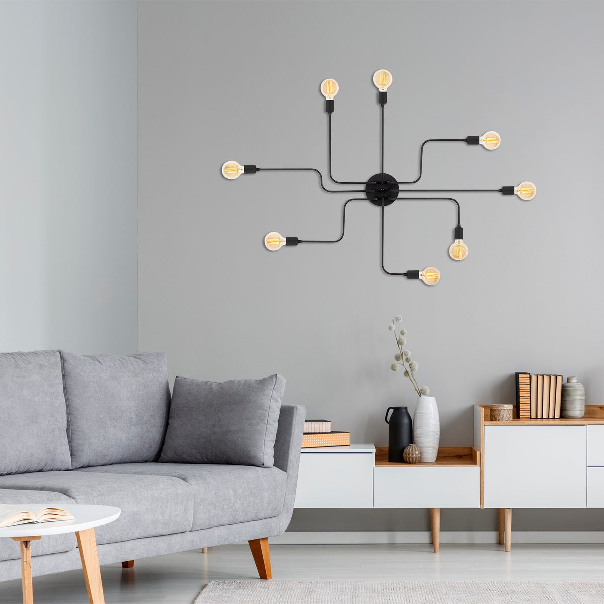 Hanging lamps - Hanging lamp 8 - lights L Black Metal Striker - Dimehouse