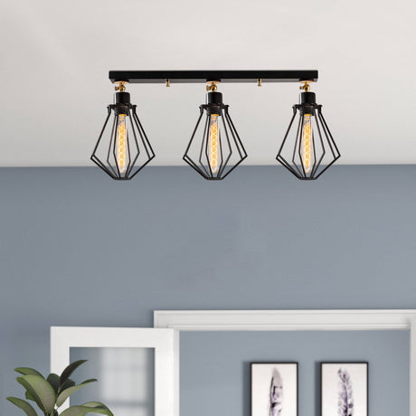 Hanging lamps - Hanging lamp 3 - lights Black Gold Metal Palisade - Dimehouse