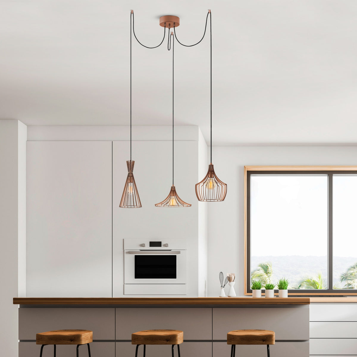 Hanging lamps - Hanging lamp Copper-colored 3 - lights Metal Evermere - Dimehouse