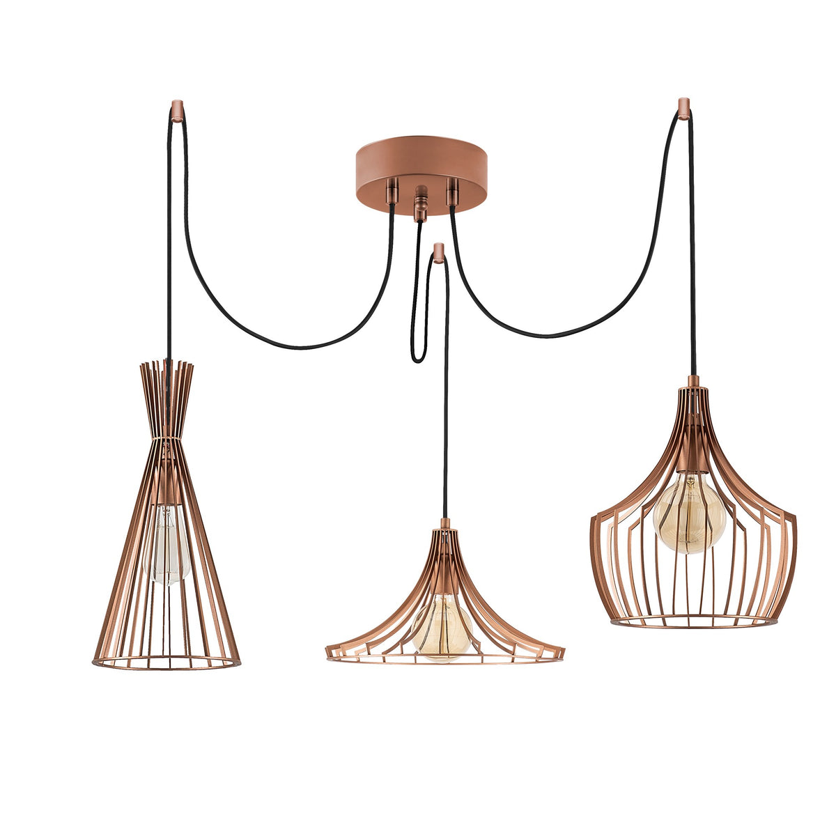 Hanging lamps - Hanging lamp Copper-colored 3 - lights Metal Evermere - Dimehouse
