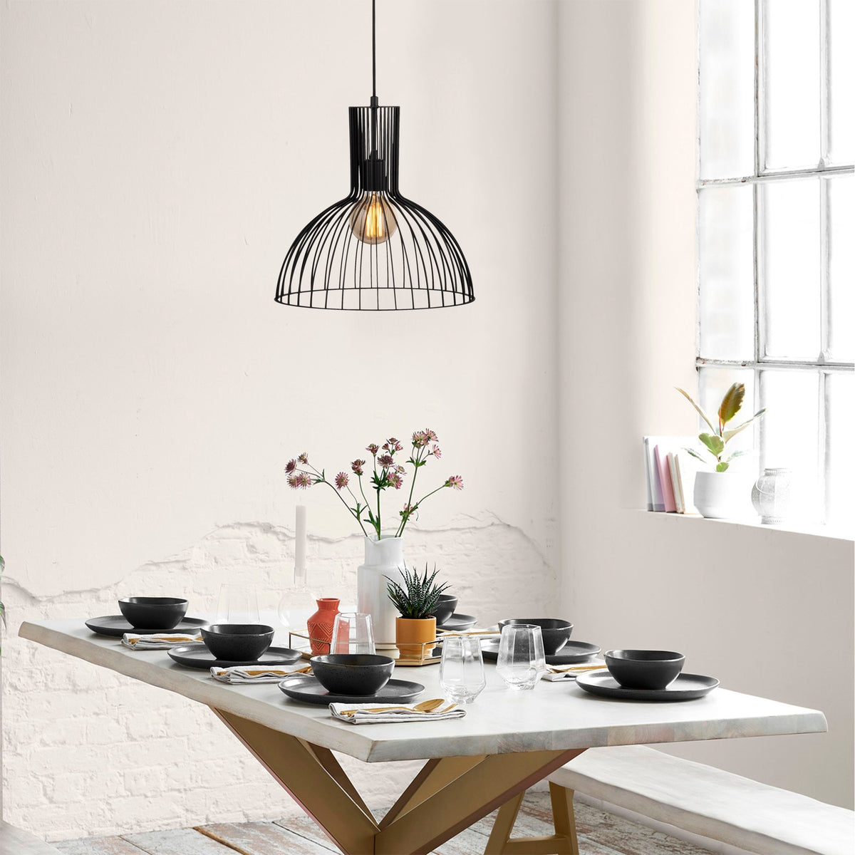 Hanging lamps - Hanging lamp 1 - light Black Metal Quartz - Dimehouse
