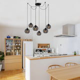 Hanging lamps - Hanging lamp 6 - lights Black Metal Quartz - Dimehouse