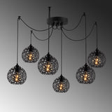 Hanging lamps - Hanging lamp 6 - lights Black Metal Quartz - Dimehouse