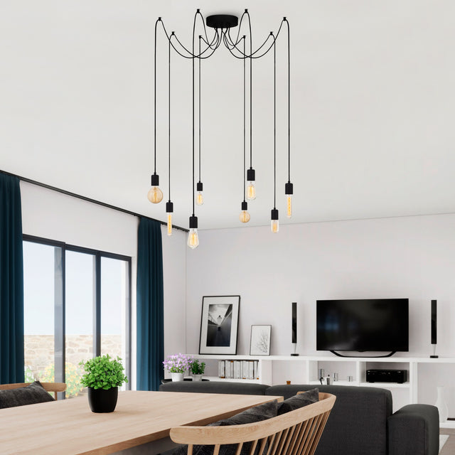 Hanging lamps - Hanging lamp 8 - lights Black Metal Maris - Dimehouse