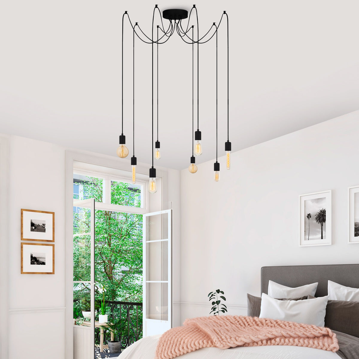 Hanging lamps - Hanging lamp 8 - lights Black Metal Maris - Dimehouse