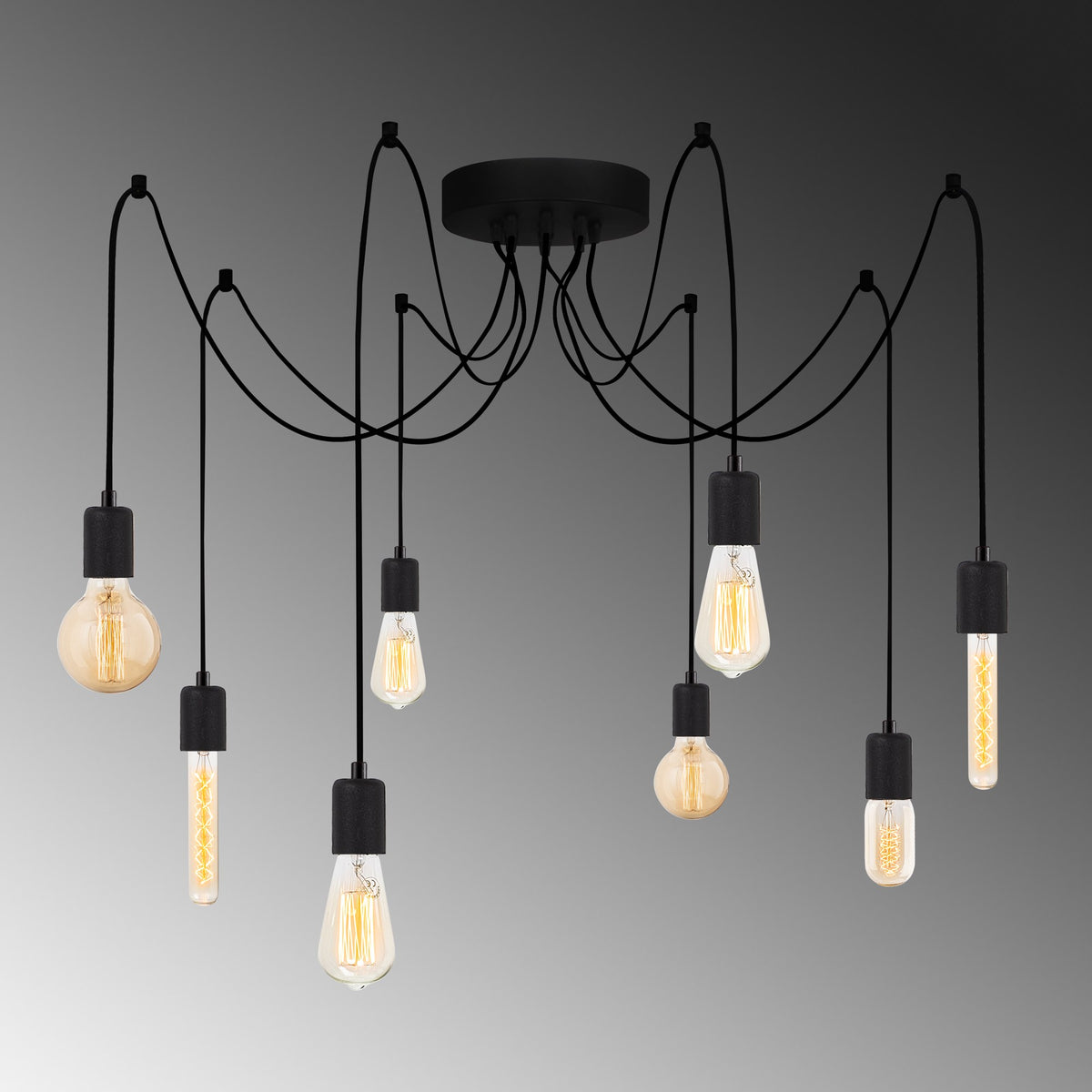 Hanging lamps - Hanging lamp 8 - lights Black Metal Maris - Dimehouse