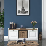 Shoe cabinets - Shoe cabinet Samos White Walnut Melamine - Dimehouse