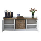 Shoe cabinets - Shoe cabinet Samos White Walnut Melamine - Dimehouse