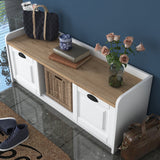 Shoe cabinets - Shoe cabinet Samos White Walnut Melamine - Dimehouse