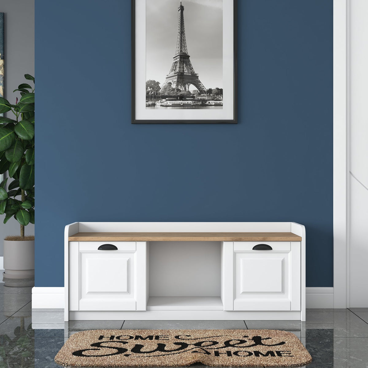 Shoe cabinets - Shoe cabinet Samos White Walnut Melamine - Dimehouse