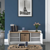 Shoe cabinets - Shoe cabinet Samos White Walnut Melamine - Dimehouse