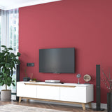 TV Furniture - TV Furniture Osiris White Light Walnut Melamine 180x48.6x35 cm - Dimehouse