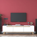 TV Furniture - TV Furniture Osiris White Light Walnut Melamine 180x48.6x35 cm - Dimehouse
