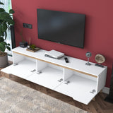 TV Furniture - TV Furniture Osiris White Light Walnut Melamine 180x48.6x35 cm - Dimehouse