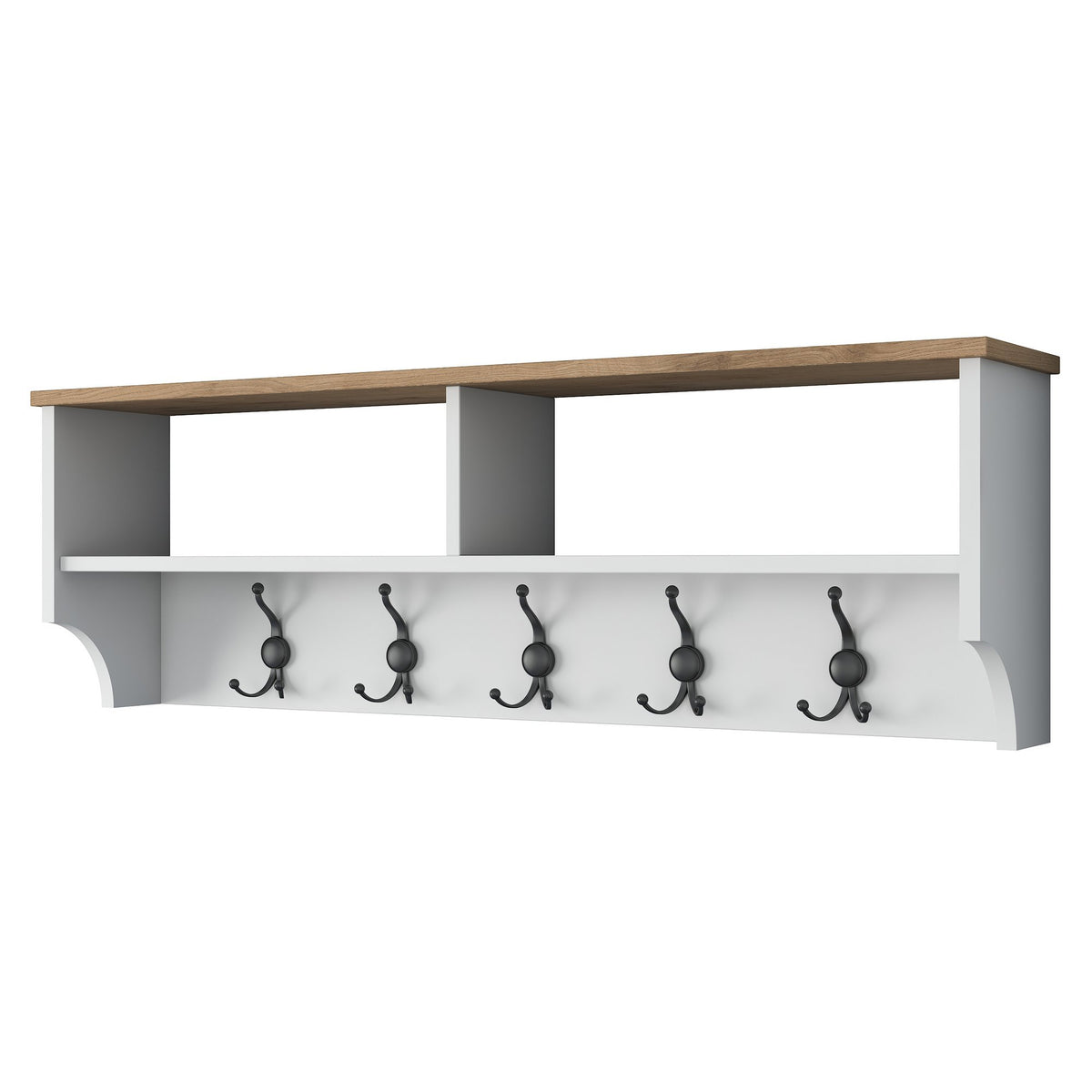 Coat racks - Coat rack White with Oak Melamine 15 - angled and two compartments - Hally - Dimehouse