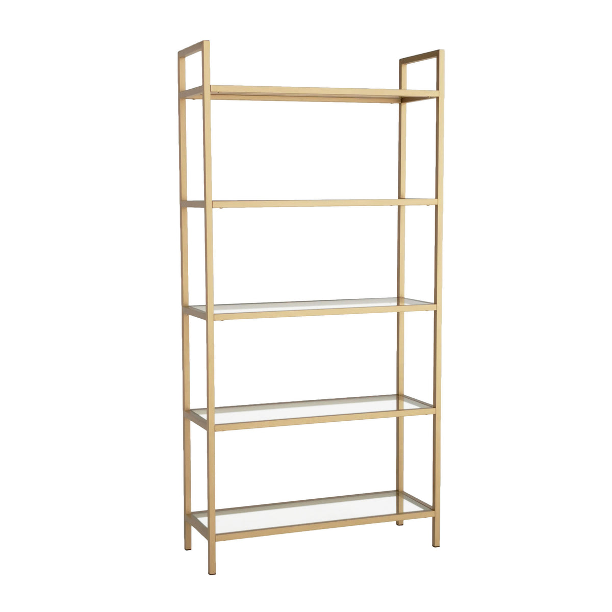 Bookcases - Modern chic bookcase Veneto gold metal glass 80x165x30 cm - Dimehouse
