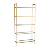 Bookcases - Modern chic bookcase Veneto gold metal glass 80x165x30 cm - Dimehouse