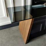 TV Furniture - TV Furniture Coral Walnut Black Glass 158x45x40 cm - Dimehouse