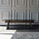 TV Furniture - TV Furniture Coral Walnut Black Glass 158x45x40 cm - Dimehouse