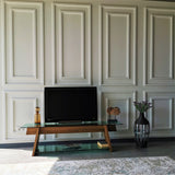 TV Furniture - TV Furniture Coral Walnut Green Glass 158x45x40 cm - Dimehouse