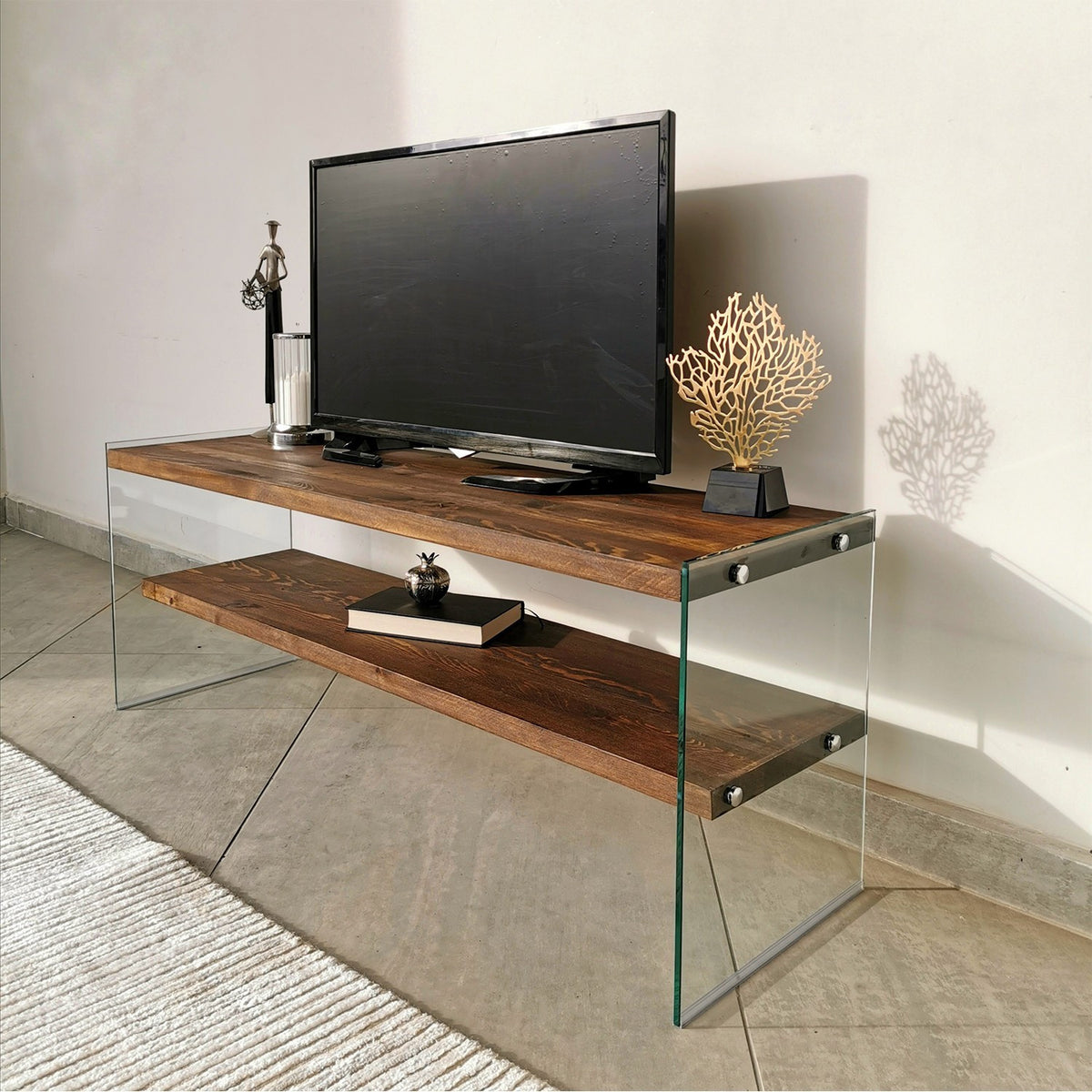 TV Furniture - TV Furniture Coral Walnut Pine Wood 120x45x35 cm - Dimehouse