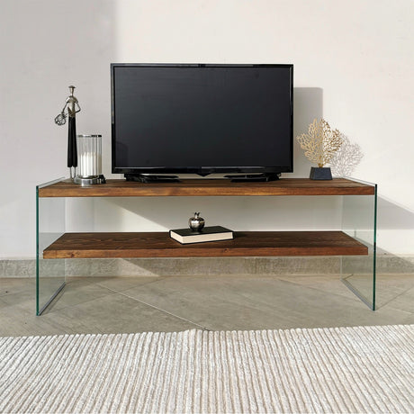 TV Furniture - TV Furniture Coral Walnut Pine Wood 120x45x35 cm - Dimehouse