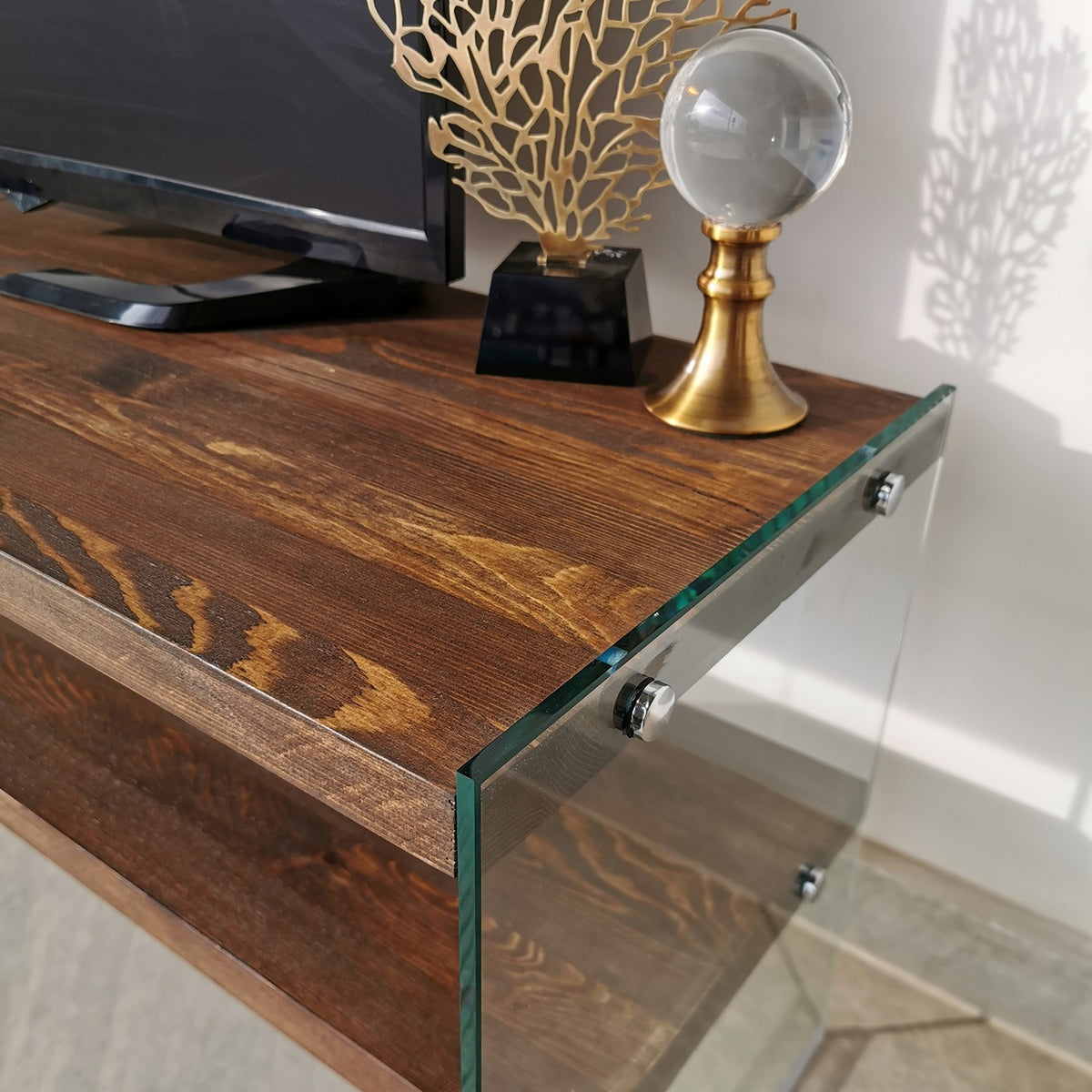 TV Furniture - TV Furniture Coral Walnut Pine Wood 120x45x35 cm - Dimehouse
