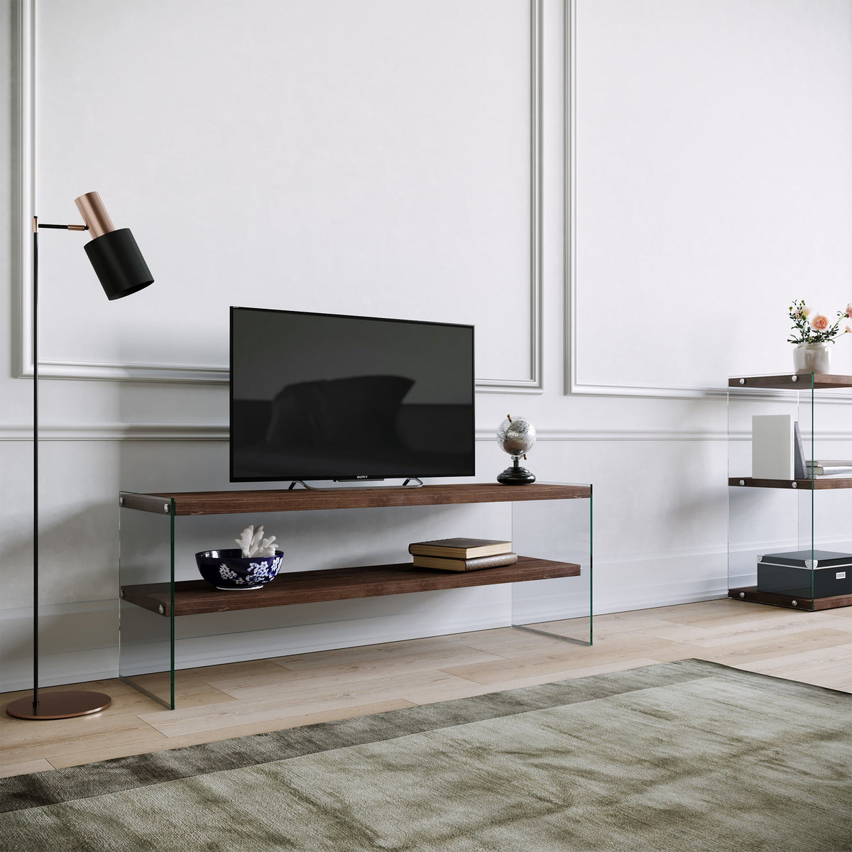 TV Furniture - TV Furniture Coral Dark Walnut Pine Wood 120x45x35 cm - Dimehouse
