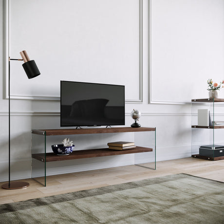 TV Furniture - TV Furniture Coral Dark Walnut Pine Wood 120x45x35 cm - Dimehouse
