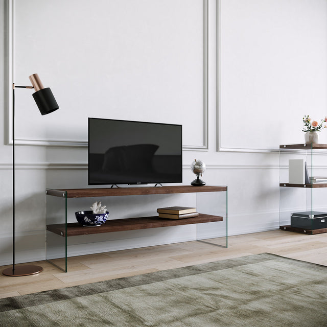 TV Furniture - TV Furniture Coral Dark Walnut Pine Wood 120x45x35 cm - Dimehouse