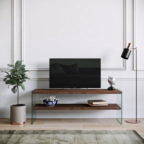 TV Furniture - TV Furniture Coral Dark Walnut Pine Wood 120x45x35 cm - Dimehouse