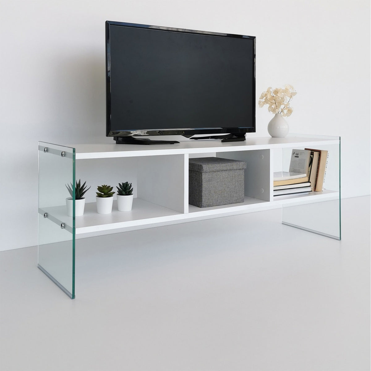 TV Furniture - TV Furniture Coral White Melamine 120x45x35 cm - Dimehouse