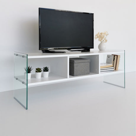 TV Furniture - TV Furniture Coral White Melamine 120x45x35 cm - Dimehouse
