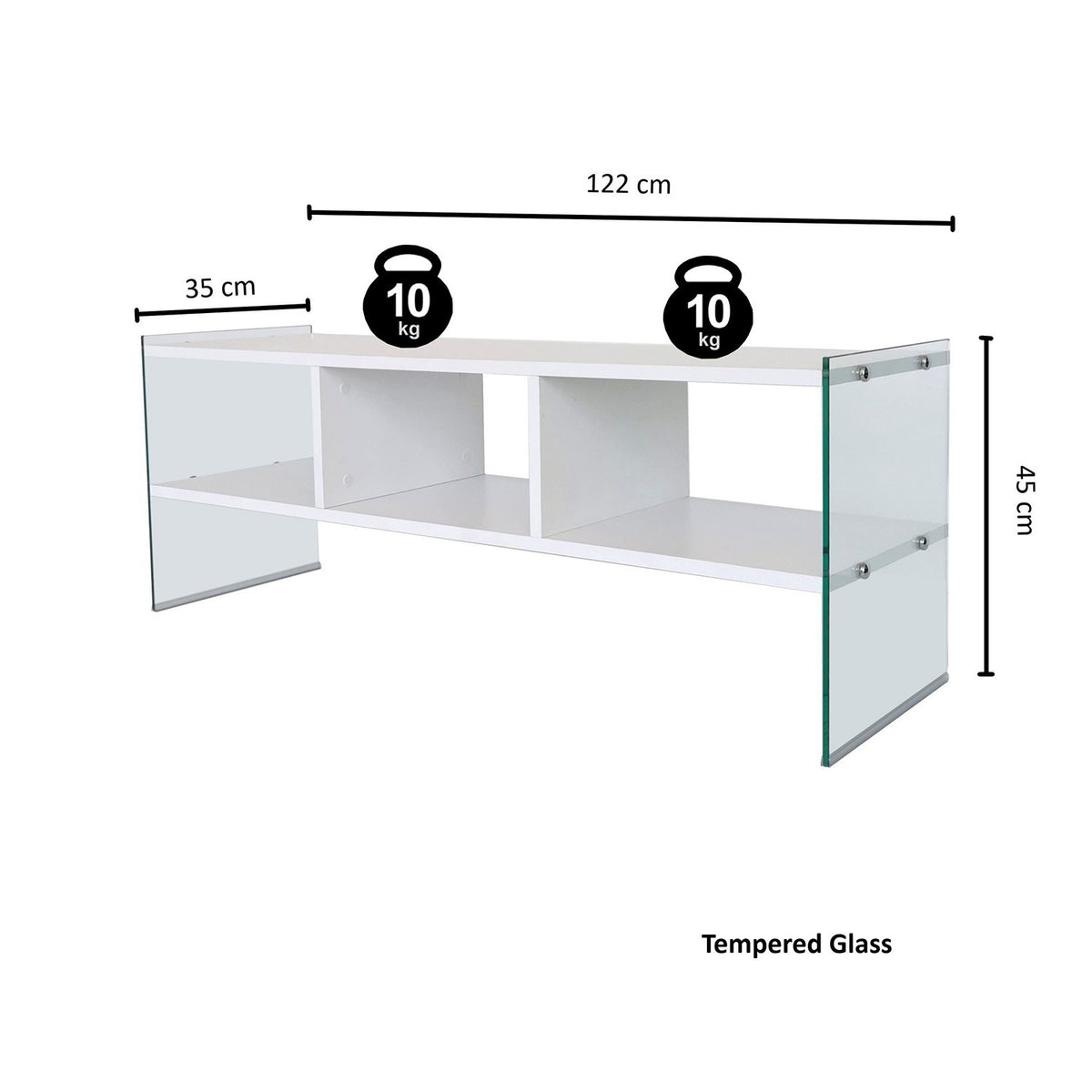 TV Furniture - TV Furniture Coral White Melamine 120x45x35 cm - Dimehouse