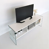 TV Furniture - TV Furniture Coral White Melamine 120x45x35 cm - Dimehouse