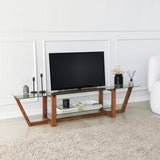 TV Furniture - TV Furniture Amaufi Walnut Glass 158x35x35 cm - Dimehouse