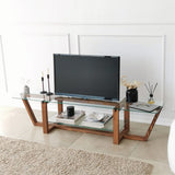 TV Furniture - TV Furniture Amaufi Walnut Glass 158x35x35 cm - Dimehouse