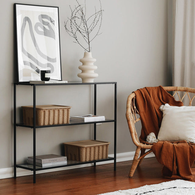 Dressing tables - Dressing table Avignon Black Glass 100x85x30 cm - Dimehouse