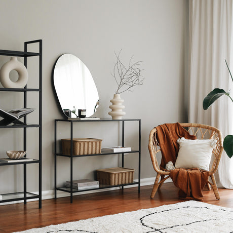 Dressing tables - Dressing table Avignon Black Glass 100x85x30 cm - Dimehouse
