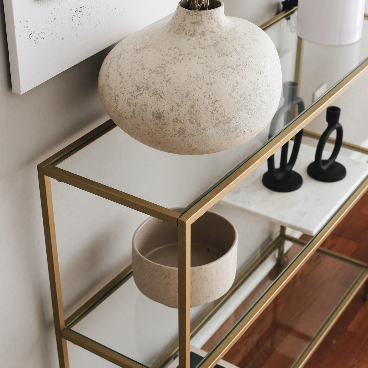 Dressing tables - Dressing table Avignon Gold Glass 100x85x30 cm - Dimehouse