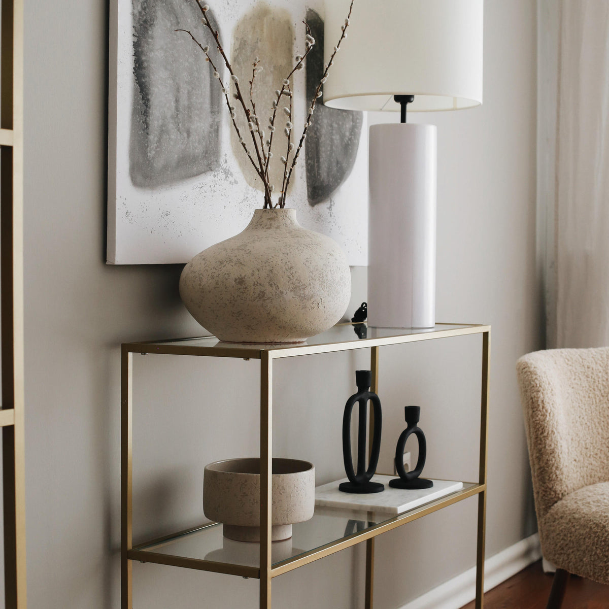 Dressing tables - Dressing table Avignon Gold Glass 100x85x30 cm - Dimehouse