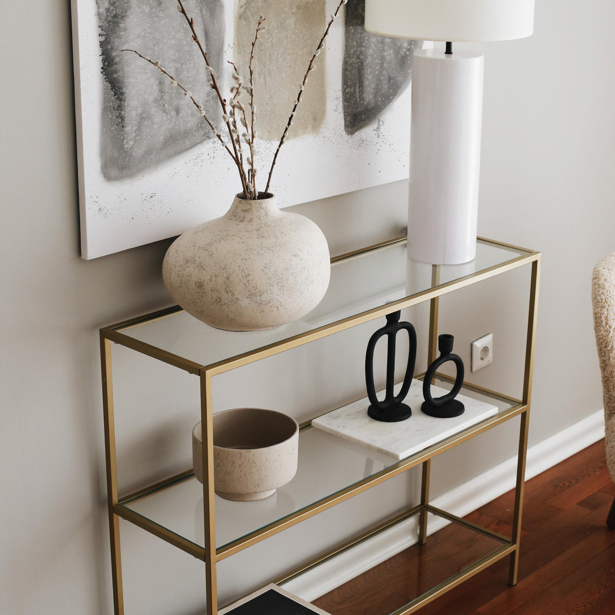 Dressing tables - Dressing table Avignon Gold Glass 100x85x30 cm - Dimehouse