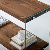 Dressing tables - Dressing table Solid Pine wood - Walnut color - 90x80x30 cm - Venedik - Dimehouse