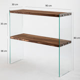 Dressing tables - Dressing table Solid Pine wood - Walnut color - 90x80x30 cm - Venedik - Dimehouse