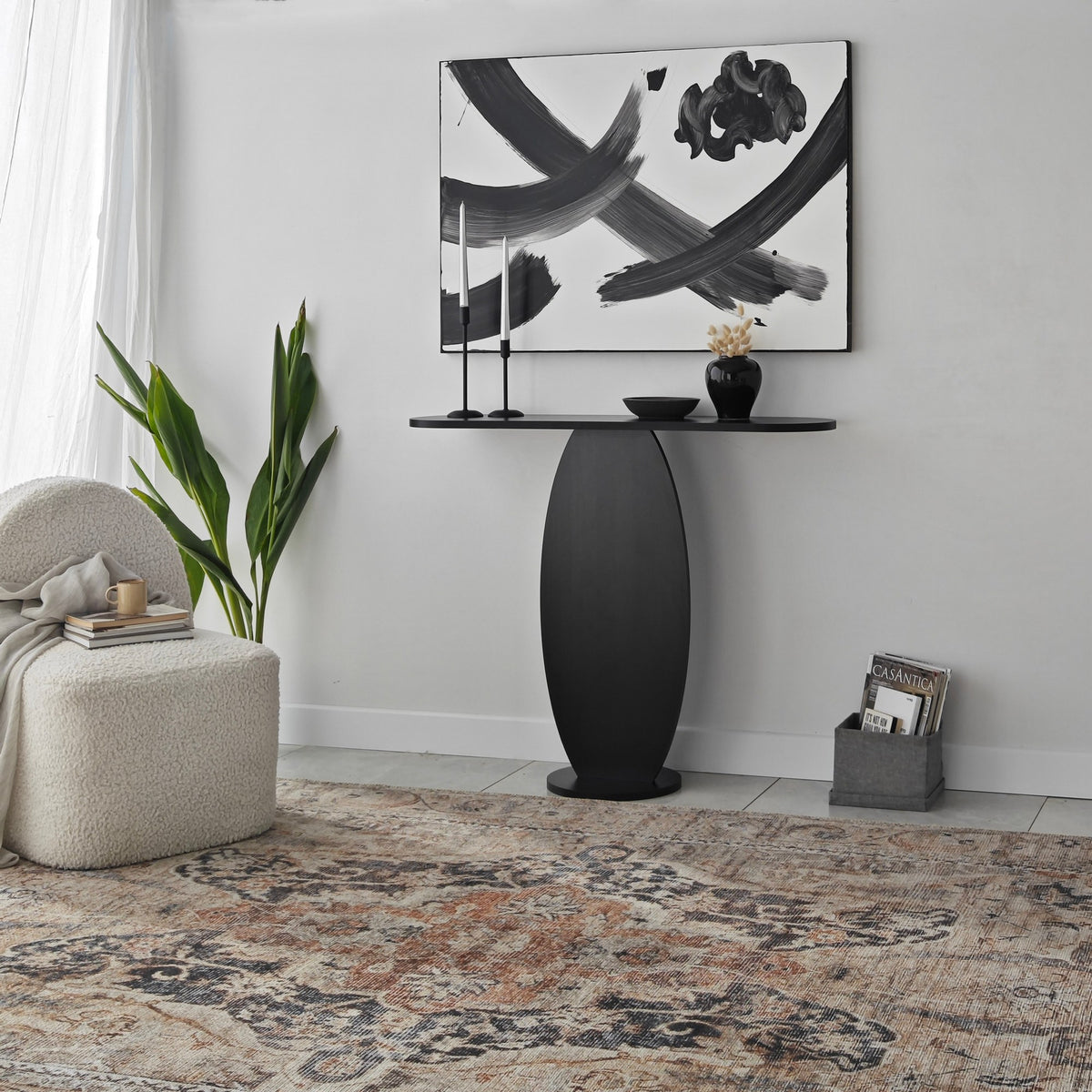 Dressing tables - Dressing table Ellittica Anthracite Melamine 100x81x30 cm - Dimehouse