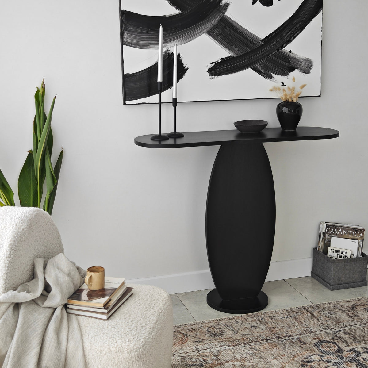 Dressing tables - Dressing table Ellittica Anthracite Melamine 100x81x30 cm - Dimehouse