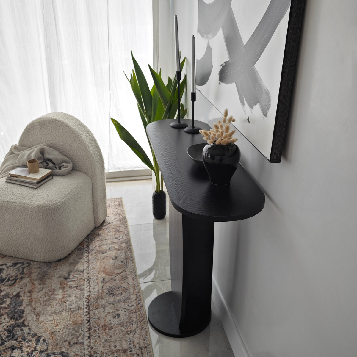 Dressing tables - Dressing table Ellittica Anthracite Melamine 100x81x30 cm - Dimehouse