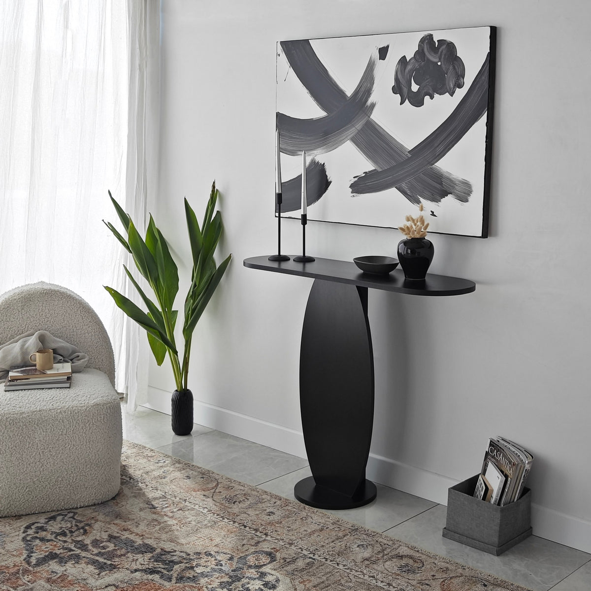 Dressing tables - Dressing table Ellittica Anthracite Melamine 100x81x30 cm - Dimehouse