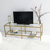 TV Furniture - TV Furniture Basic Gold Gold Glass 130x45x40 cm - Dimehouse