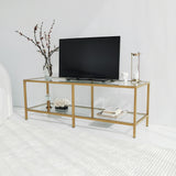 TV Furniture - TV Furniture Basic Gold Gold Glass 130x45x40 cm - Dimehouse